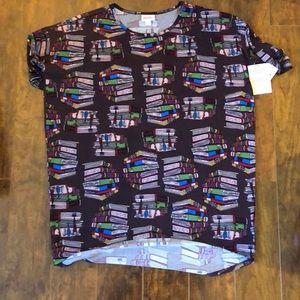 NWT & HTF LuLaRoe Irma, Burgundy Books design ~ sz Small